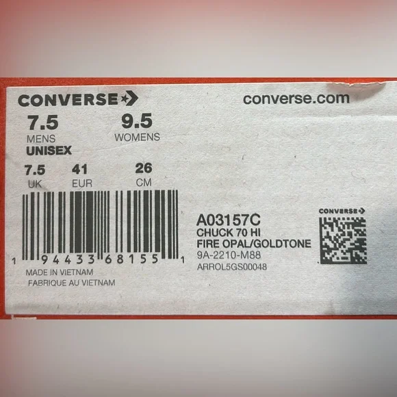 Converse Chuck 70 Hi Fire Opal Gold‎ Tone Shoes - Picture 10 of 10